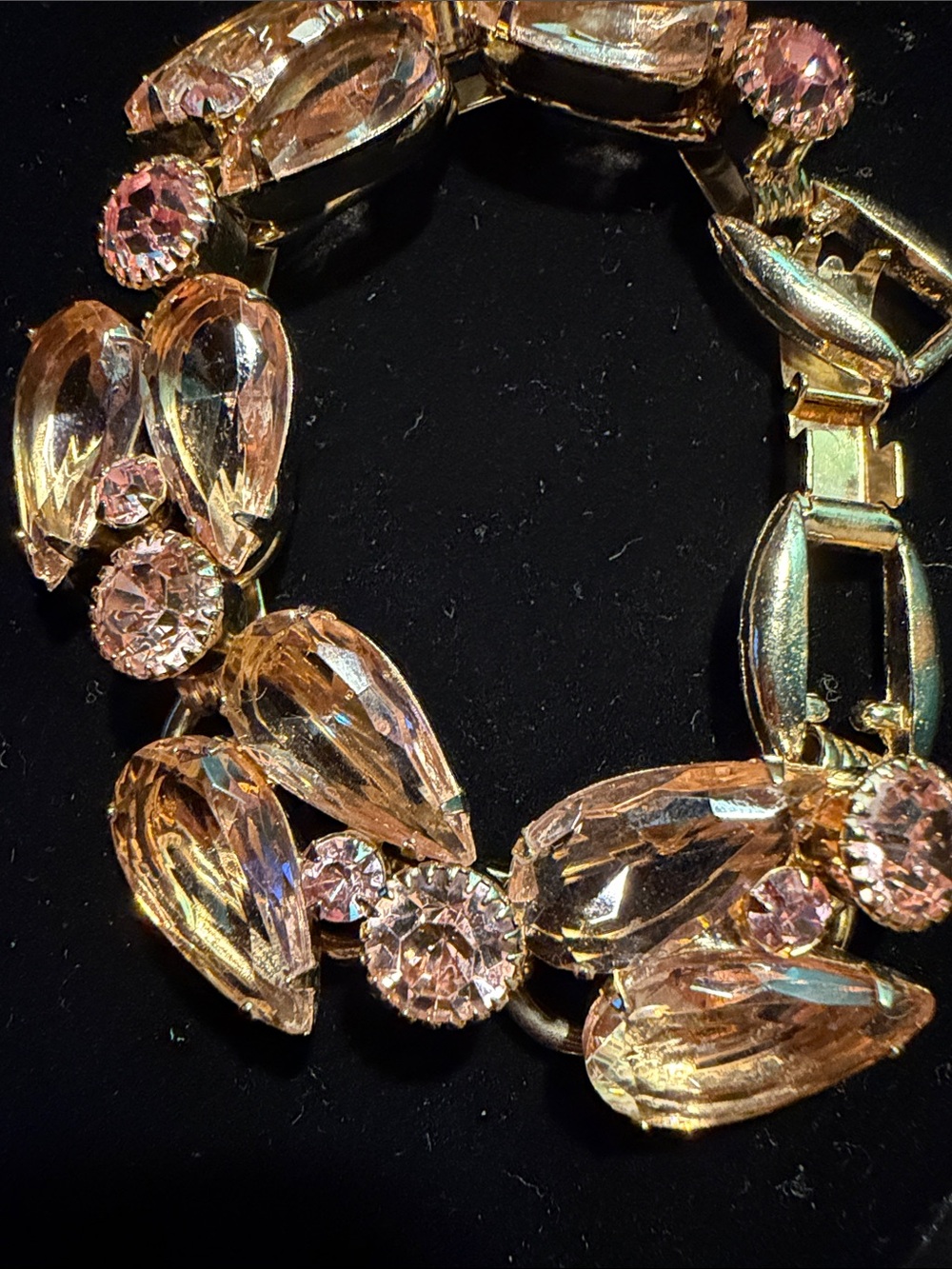 Vintage Verified JULIANA - Five Link Bracelet - Pink Stones and Gold links